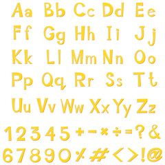 Alphabet design in yellow color