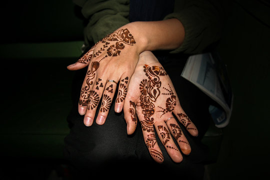 Hand painted with henna