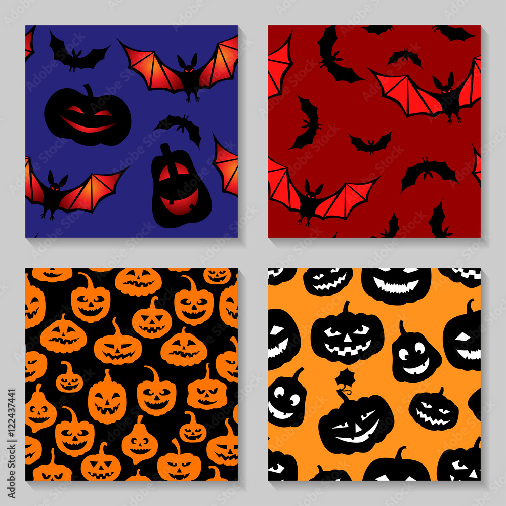 Wall mural Halloween pattern seamless set