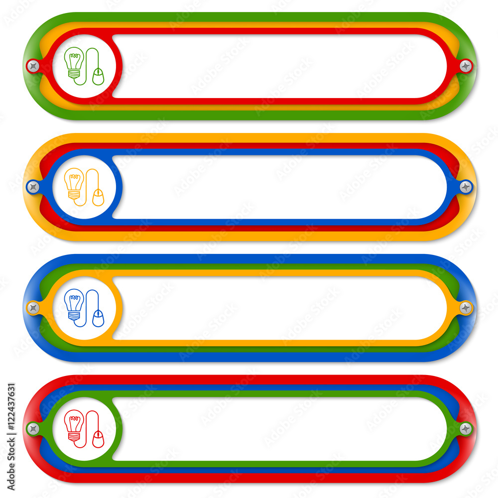 Poster four colored frames for any text with idea symbol