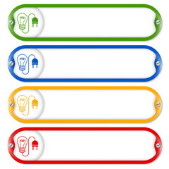 Obraz premium Four frames for entering text with screws and energy symbol