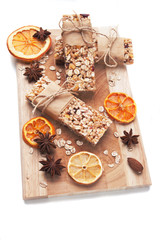 Granola bars and dried fruit