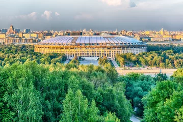  Aerial view of Luzhniki Stadium from Sparrow Hills, Moscow, Russ © marcorubino