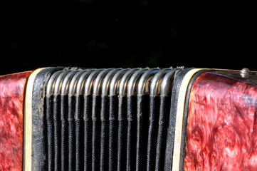 Old musical instrument Russian bayan - button accordion