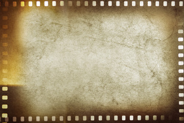 Filmstrip frames on brown background