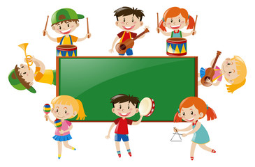 Frame design with children playing music