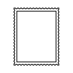 Postal stamp template. Blank postal stamp with perforation holes. Vector Illustration