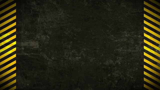 A sparse grunge wall background loop with caution borders.