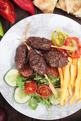 Kofta kebab with french fries