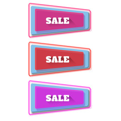 Template of sale banners in plastic material design.
