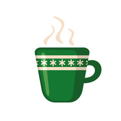 Christmas cup icon in flat style.