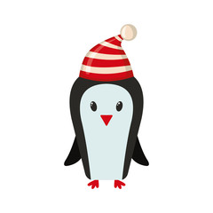Cute penguin in flat style.
