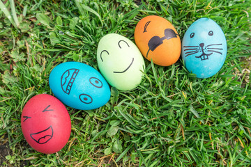 Easter eggs / Easter eggs with funny painted faces 