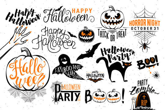 Happy Halloween celebration icon label templates