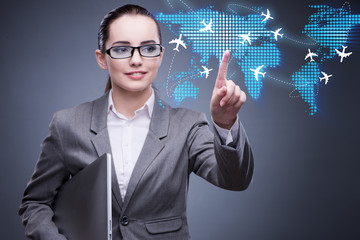 Businesswoman in air travel concept