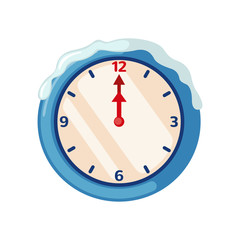 Christmas clock icon in flat style.