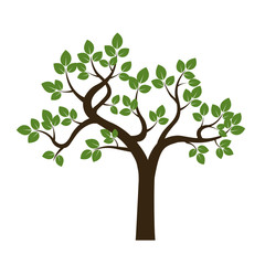 Shape of Tree with Green Leafs. Vector Illustration.