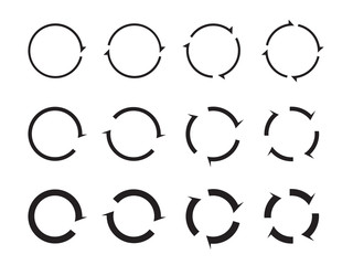 Set of black circle vector arrows.