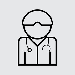 Doctor with stethoscope around his neck vector icon. line style