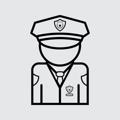 Policeman Vector icon. line style