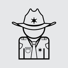 sheriff Vector icon. Line style for web and mobile