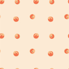 Peaches seamless vector pattern. Peaches on pink background