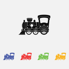 Cartoon toy train vector illustration. Flat style.