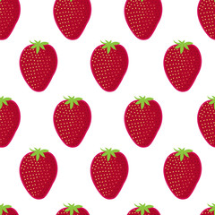 Strawberry vector seamless pattern. Strawberry on white background.