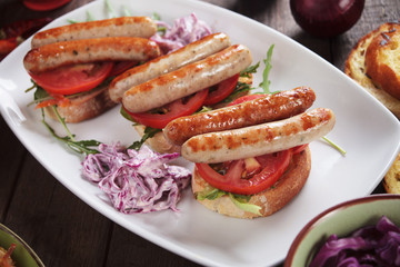 Grilled sausage sandwich