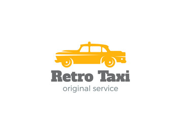 Retro Taxi Car Logo vector. Vintage Classic Vehicle Logotype