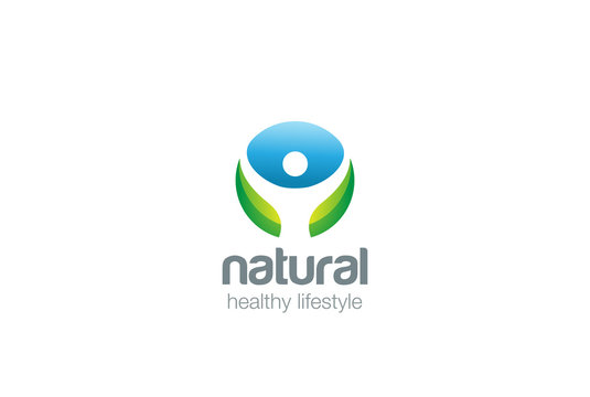 Eco Health green Logo design vector circle