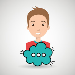 man cartoon cloud blue speack chat vector illustration eps 10