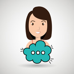 woman cartoon cloud blue speack chat vector illustration eps 10