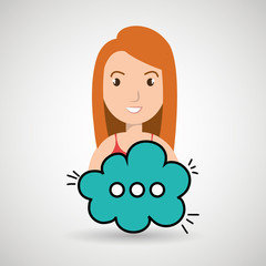 woman cartoon cloud blue speack chat vector illustration eps 10