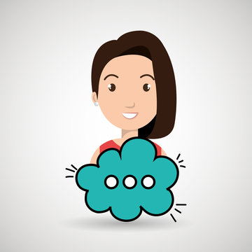 woman cartoon cloud blue speack chat vector illustration eps 10