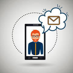 cartoon man smartphone cloud email vector illustration eps 10