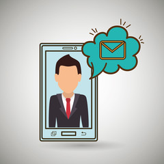 cartoon man smartphone cloud email vector illustration eps 10