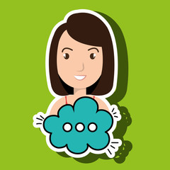 woman cartoon cloud blue speack chat vector illustration eps 10