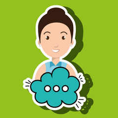 woman cartoon cloud blue speack chat vector illustration eps 10