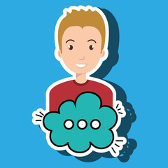 man cartoon cloud blue speack chat vector illustration eps 10