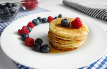 Blueberry Pancakes And Berries Breakfast