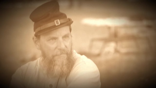 Civil War soldier contemplating war (Archive Footage Version)