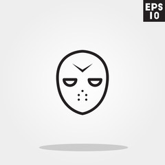 Hokey mask serial killer monster face for halloween icon in trendy flat style isolated on grey background. Id card symbol for your design, logo, UI. Vector illustration, EPS10. 