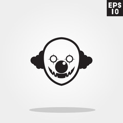 Clown serial killer monster face for halloween icon in trendy flat style isolated on grey background. Id card symbol for your design, logo, UI. Vector illustration, EPS10. 