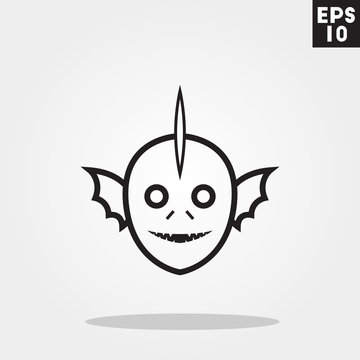 Swamp fishman monster face for halloween icon in trendy flat style isolated on grey background. Id card symbol for your design, logo, UI. Vector illustration, EPS10. 