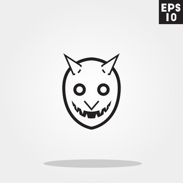 Devil monster face for halloween icon in trendy flat style isolated on grey background. Id card symbol for your design, logo, UI. Vector illustration, EPS10. 
