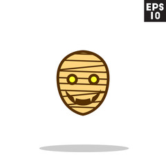 Mummy monster face for halloween icon in trendy flat style isolated on grey background. Id card symbol for your design, logo, UI. Vector illustration, EPS10. Colored.