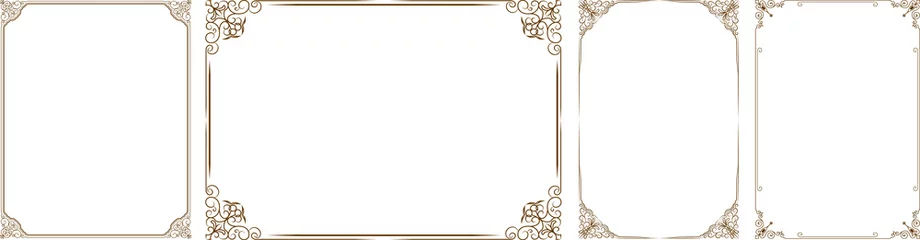  Vector set of gold decorative horizontal floral elements, corners, borders, frame © vat2522