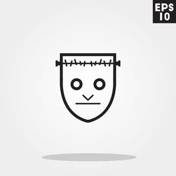 Frankenstein monster face for halloween icon in trendy flat style isolated on grey background. Id card symbol for your design, logo, UI. Vector illustration, EPS10. 