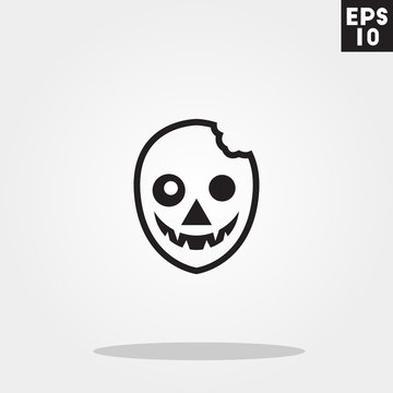 Zombie monster face for halloween icon in trendy flat style isolated on grey background. Id card symbol for your design, logo, UI. Vector illustration, EPS10. 